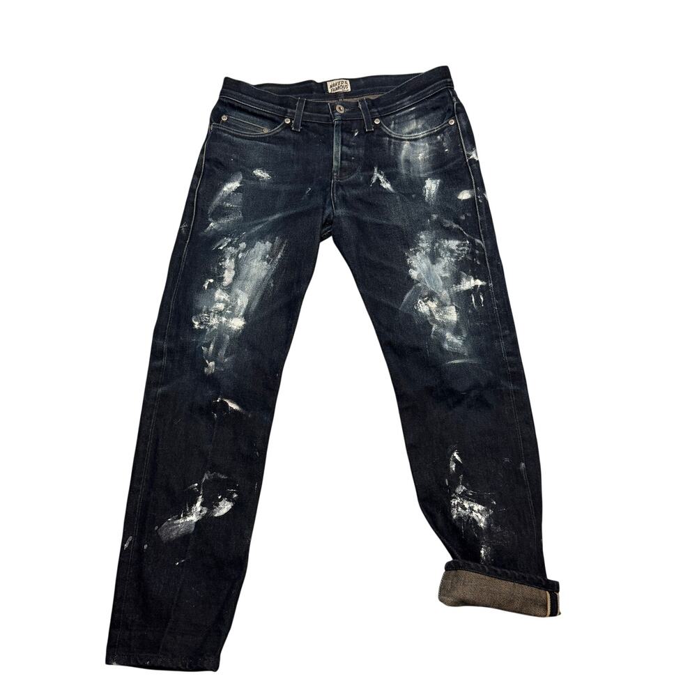 Naked & Famous Weird Guy Elephant 3 Denim Jeans 30x27 Paint Splatter Streetwear